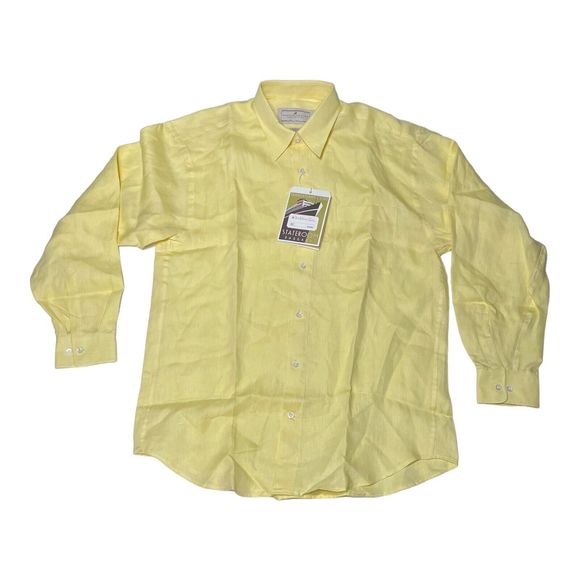 Madeleine Finn Maru Stateroom Baggage Men’s ‎ Large Yellow Button Up Cotton - Picture 1 of 12